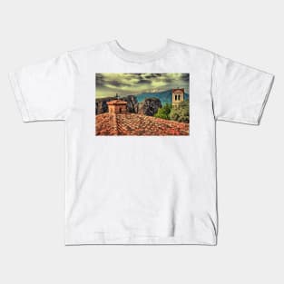 Greece. Meteora. The roofs of The Holy Monastery of Varlaam. Kids T-Shirt